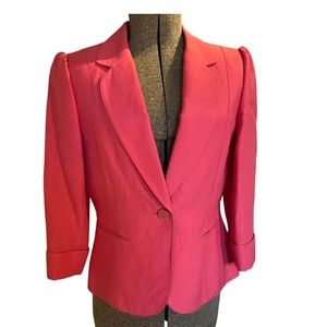 Bright pink Isabella DeMarco Tahari Levine linen blend size 8 blazer.
